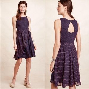 Anthropologie Eva Franco Blue & Red Dot Dress sz 4